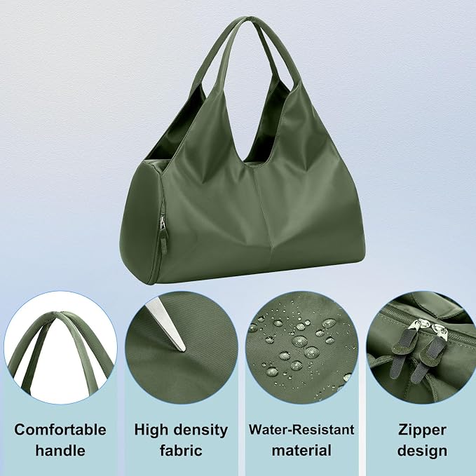 forestfish Yoga Gym Bag for Women with Shoes Compartment & Wet Dry Storage Pockets Lightweight Duffel Bag, Army Green