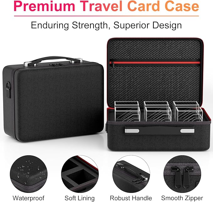 Proijeut Card Deck Box with Portable Case, 6 Pack Clear Commander Deck Box with 6 Dividers, Holds 600+ Double Sleeved Cards, Fit for MTG, YuGiOh, TCG