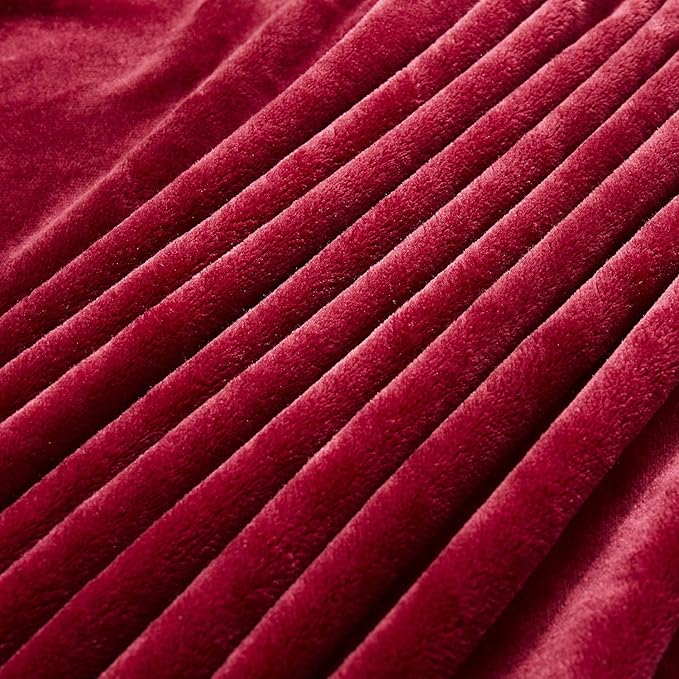 TASTHROW Large Flannel Fleece Throw Blanket, 50×70 Inch - Cozy Lightweight Thick Blanket - All Seasons Suitable for Women, Men and Kids (Burgundy)