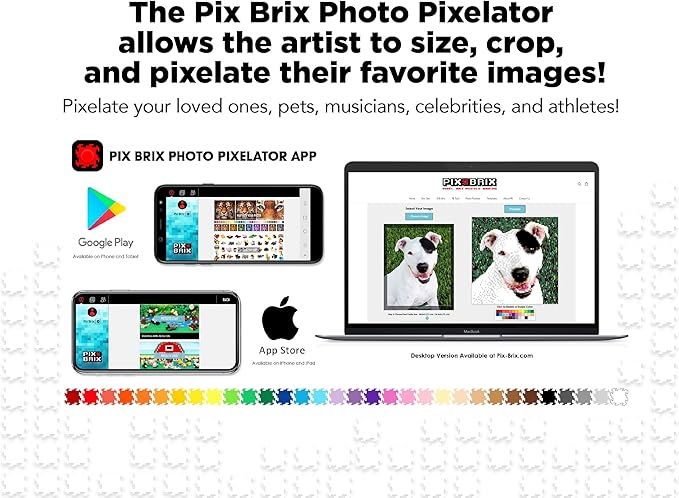 Pix Brix Pixel Art Puzzle Bricks – Dinosaur Series, T Rex – Patented Building Brick Set to Recreate Your Favorite Dino, Includes 397 Pieces – Create 2D and 3D Builds Without Water, Iron or Glue