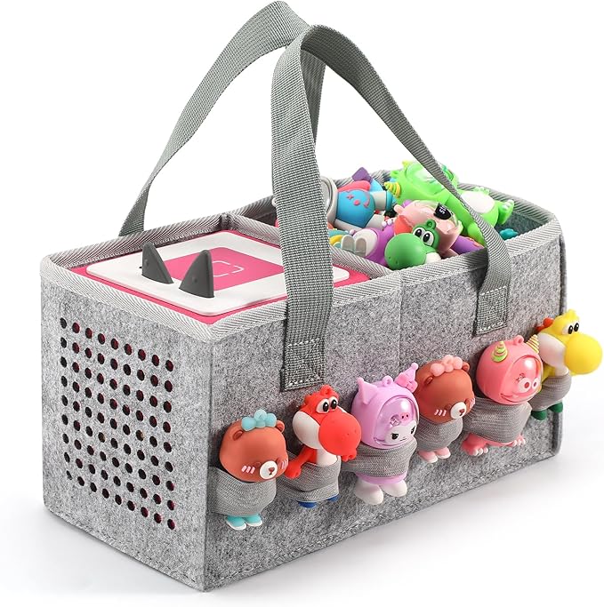Carrying case for Toniebox Audio Player and Figurines Starter Set,Felt Organizer Bag,Travel for toniebox 2 Earphone and charger accessories portable bag (Grey)