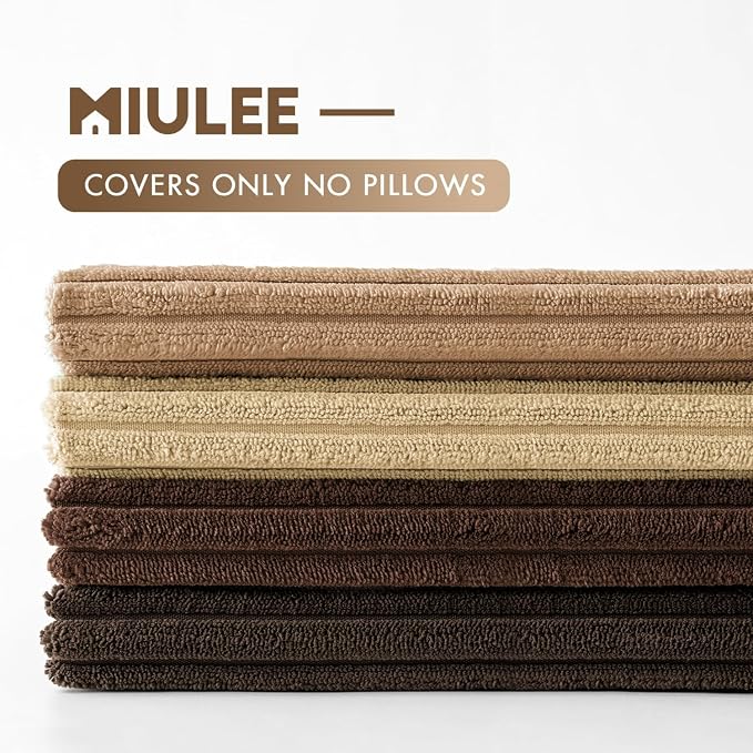 MIULEE Fall Corduroy Decorative Throw Pillow Covers Dark Brown 18x18 | Set of 4, Mordern Rustic Fall Decor, Rich Deep Brown Palette, Boho Farmhouse Cushion Covers for Couch Bed Sofa Living Room