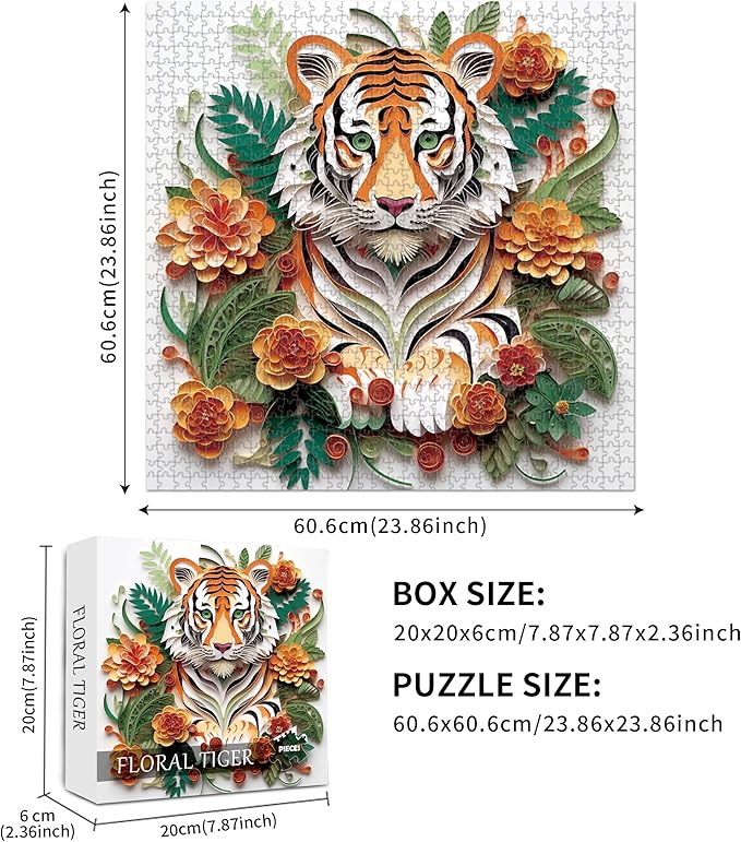 Puzzle 1000 Piece for Adults Jigsaw Featuring Aesthetic Home Decoration Unique Gift for Cat Lovers Premium Large Puzzle for Family Fun (Tiger Puzzles-1000pcs)