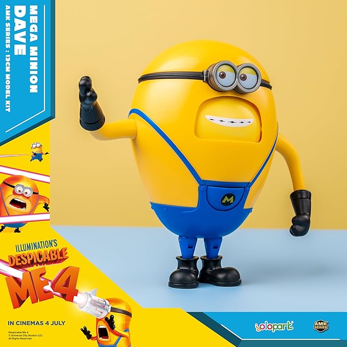 Minions Toy Despicable Me 4 Toys, 4.7 Inch Mega Dave Action Figures,6 Changeable Facial Expressions with Hidden Pocket Minion Model Kits, Gifts for Kids Ages 8 Years & Older