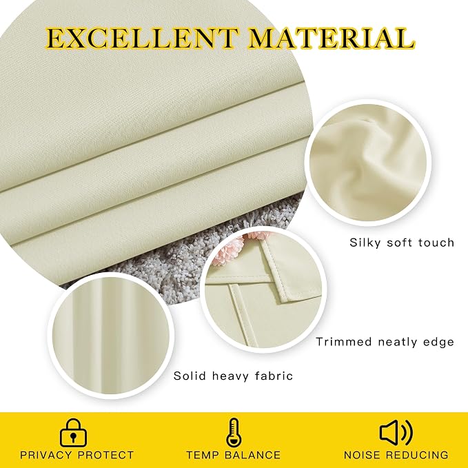 NICETOWN Grommet Blackout Curtains 2 Panels, Room Darkening Window Treatments, W46 x L80, Beige