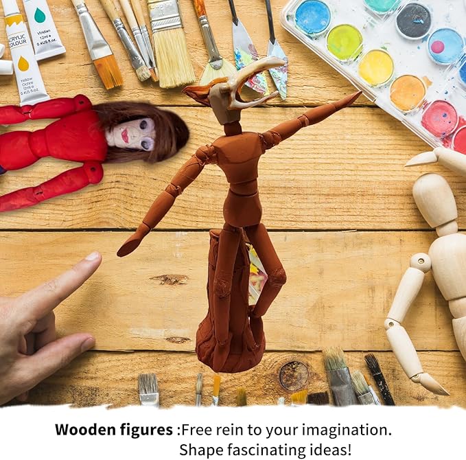 2 Pack Wooden Mannequin,12in Posable Drawing Figurines Dummy,Art Drawing Figure Model Manikin Dolls for Home Office Desk Décor Sketching Painting, Body Action Figure Artist Gifts