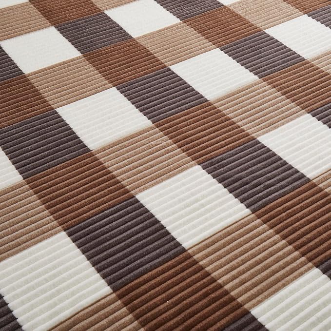 PU MEI Sherpa Blanket Twin Plaid Thick Bed Blanket, 60”*80” Super Soft Flannel Fuzzy Fleece Reversible Velvet Plush Warm Blanket for Couch (Beige Check, 60"*80")