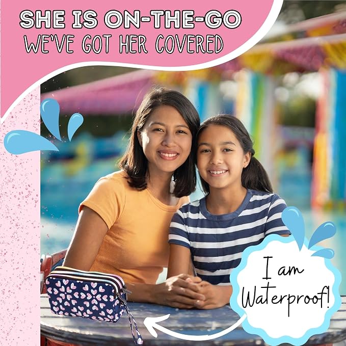 Mark and Lola's First Period Pal Pack to-Go Kit | 24 pcs | First Period Kit for Tweens | Teen Period Kit| Discrete Period Bag, Pads, Panty Liners, Period Kits for Tweens 10-12 (Hearts)
