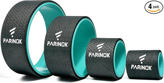 Yoga Wheel Set of 3+1, Upgraded 10MM Thick Back Wheels for Pain Relief & Stretching, Strongest Back Roller for Deep Tissue Massage, Improving Yoga Poses Backbend