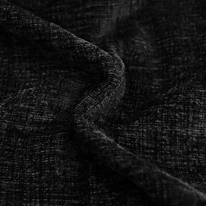 CaliTime Decorative Couch Throw Pillow Covers 24 X 24 Inches Black | Pack of 2, Cozy Chenille Cushion Cases, Cotton Thread Stitching Edges, for Sofa Bed Living Room Farmhouse