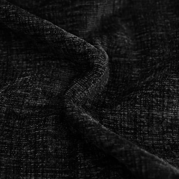 CaliTime Decorative Couch Throw Pillow Covers 16 X 16 Inches Black | Pack of 2, Cozy Chenille Cushion Cases, Cotton Thread Stitching Edges, for Sofa Bed Living Room Farmhouse