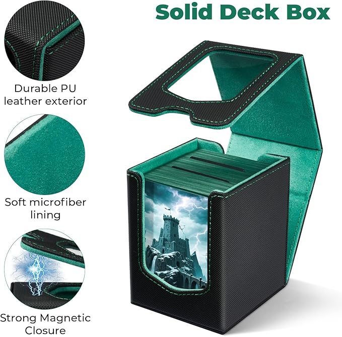 Fabmaker 4 Pack Deck Box Compatible with MTG Commander, (patent Pending) Magnetic Trading Card Storage Box with Comman-der, Fits 100 Double-Sleeved Cards, Card Box Compatible with Magic the Gathering