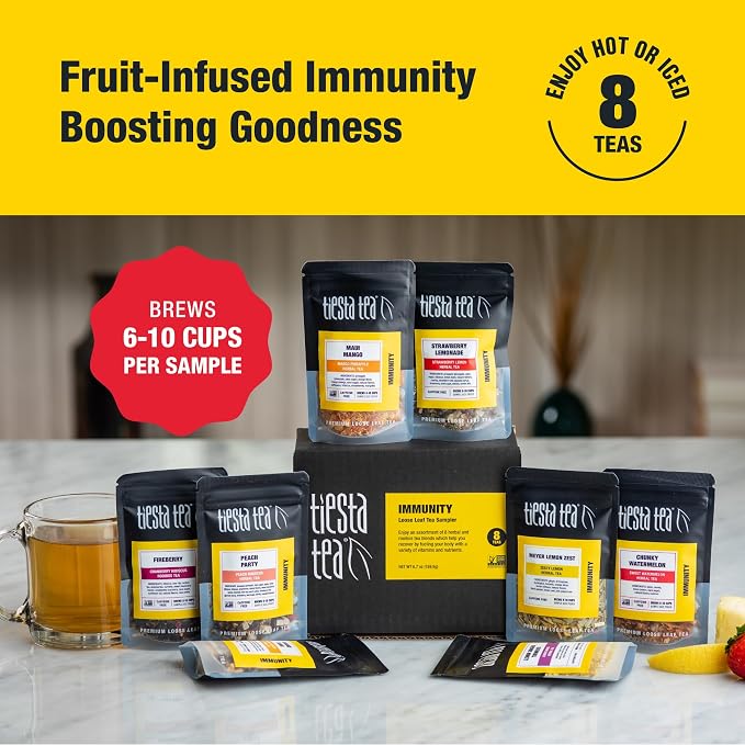 Tiesta Tea - Herbal & Rooibos Tea Sampler Dry Flight Set, Loose Leaf, No Caffeine Blend, Makes Hot & Iced, Assorted Herbal, Rooibos, Fruit Blends & More, 8 Resealable Sample Pouches
