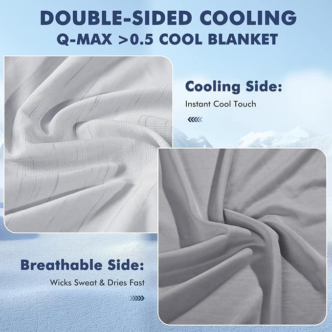 Elegear Double-Sided Arc-Chill® 3.0 Cooling Blanket for Hot Sleepers, Throw | Q-Max>0.5 Cooling Fabric, Absorbs Heat to Keep Body Cool, Lightweight Summer Blankets for Night Sweats & Menopause, 51"x67"