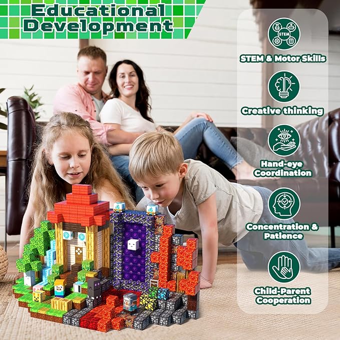 Magnetic Blocks - 150PCS Magnetic Building Blocks Toys Forest Portal Magnetic Cubes - Magnetic Toys for Montessori Toddler Birthday Gifts -STEM Construction Toys for Kids Ages 3+ for Boy & Girl