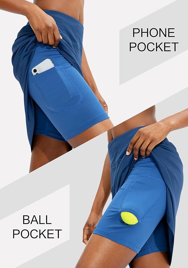 Women's 20" Knee Length Skorts Skirts UPF50+ Athletic Tennis Golf Skirt for Women Casual Summer Skirts