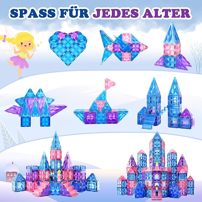 Diamond Magnetic Building Blocks - Princess Toys for 3-8 Year Old Girls & Boys - 3 4 5 6 Year Old Girl Birthday Xmas Present Preschool K12 Classroom Decor Classroom Must Haves School Supplies