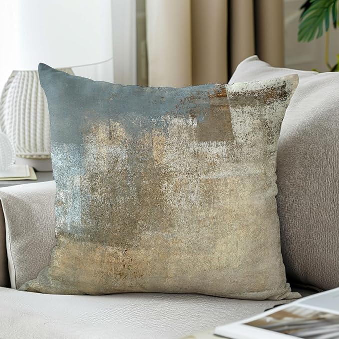 Throw Pillow Covers for Couch, 18x18 Inch, 2 Pack, Grey Beige | Decorative Throw Pillow Covers Cushion Covers for Couch Bedroom Sofa Living Room