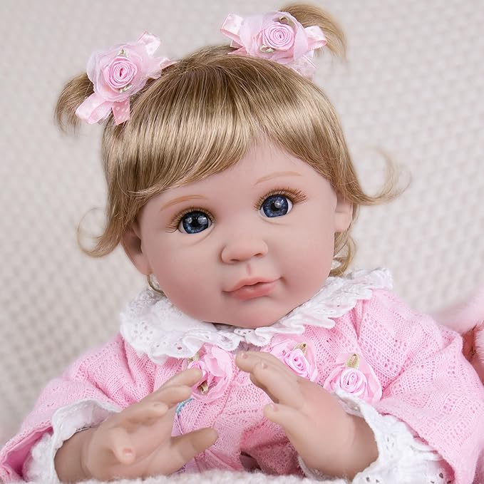 Milidool Lifelike Reborn Baby Dolls Girl - Realistic Newborn Silicone Baby Dolls Girl Real Packaged with Bunny Toy Feeding Toy Accessories Gift Set for Kids Age 3+
