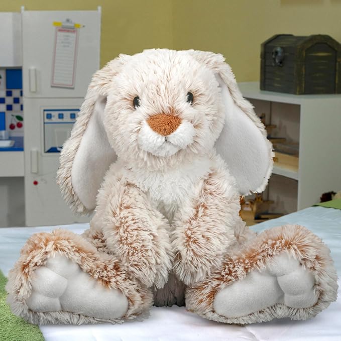 Melissa & Doug Burrow Bunny Stuffed Animal Plushie with Big Feet, Floppy Ears & Fluffy Tail, Adorable Pretend Play Toddler Toys for Girls & Boys 3+