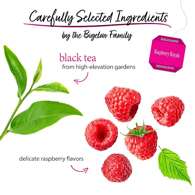 Bigelow Tea Raspberry Royale Black Tea Bags, Caffeinated, 20 Count, Pack of 6