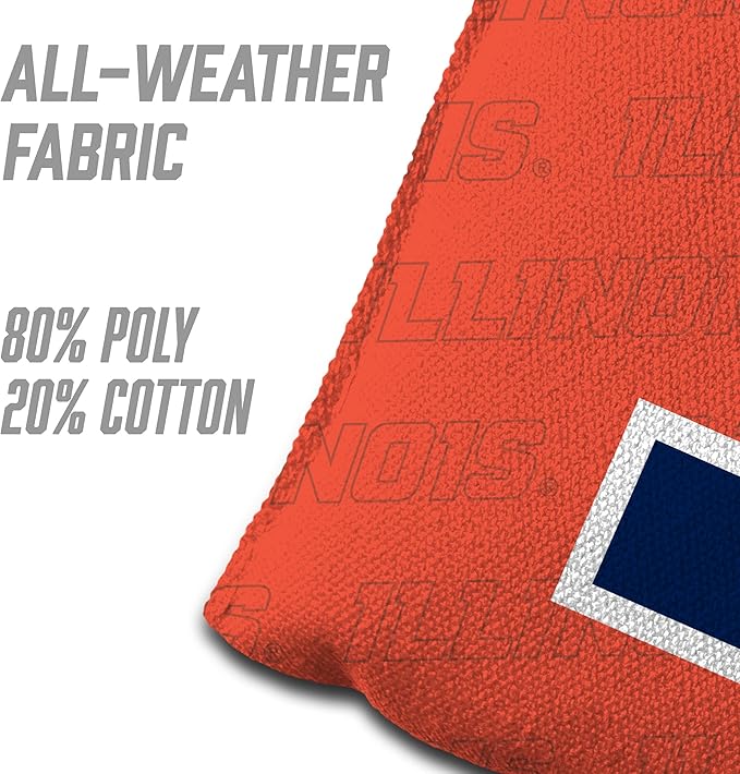 YouTheFan Officially-Licensed NCAA Set of 4 Cornhole Bags - All Weather Regulation 6” x 6” Size - 16oz Weight - Designed in USA