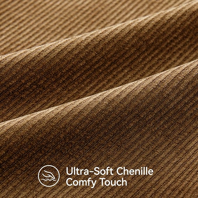 Fall Decorative Throw Pillow Covers Pack of 2,22x22 Inch Warm Brown | Twill Chenille Cushion Covers for Sofa Living Room Couch Bed