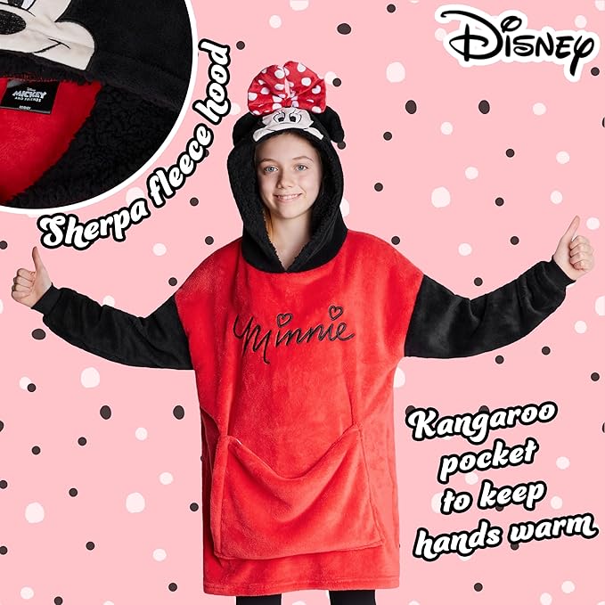 Disney Blanket Hoodie for Kids, 2-in-1 Folds into Travel Cushion, Stitch Baby Yoda Maleficent Eeyore, Gifts for Girls Boys