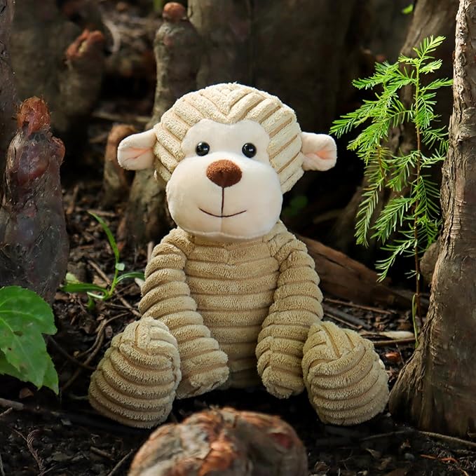 Apricot Lamb Toys Plush Corduroy Monkey Stuffed Animal Soft Cuddly Perfect for Child (Medium, 12 Inches)