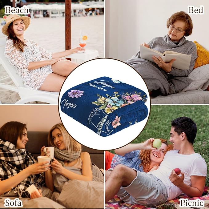 Christian Religious Gifts for Women, Navy Blue Christian Birthday Blanket | Inspiration Gifts for Women, Christmas Spiration Gifts for Mom, Baptism Confirmation Spiritual Gift for Girls Her, 60''x 50''