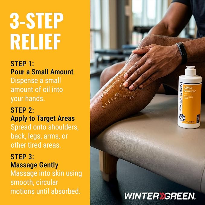 Wintergreen Arnica Massage Oil, 16.9 oz – Body Oil for Relaxation of Tight or Tired Muscles, Premium Blend for Relief, Arnica Gel Pain Relief for Athletes, Sports Therapy, Post-Workout Recovery