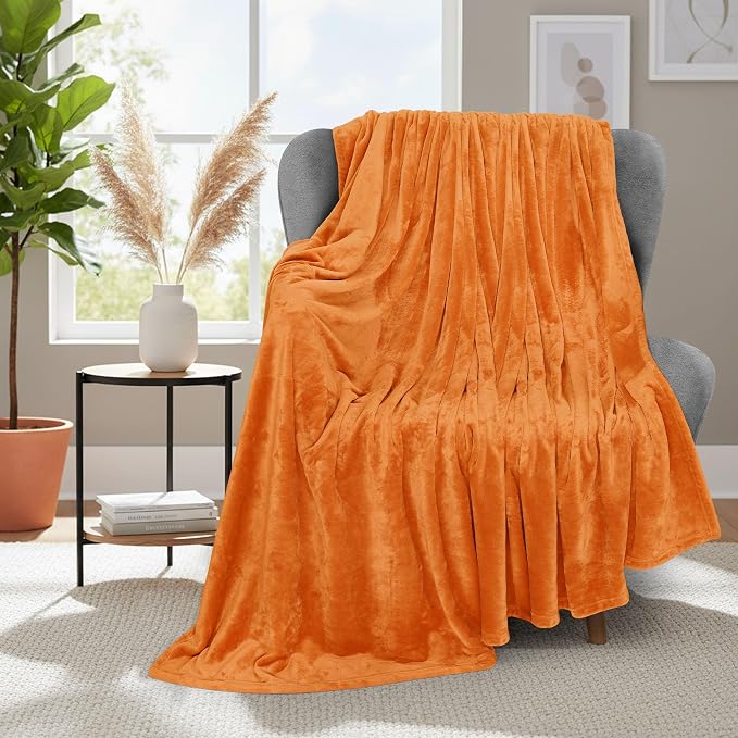 Utopia Bedding Soft Fleece Bed Blanket Throw Size Burnt Orange (50x60 Inch) | Microfiber Plush Warm Lightweight Breathable Cozy Blanket Anti-Static, All Season Use, Gift for Women and Men