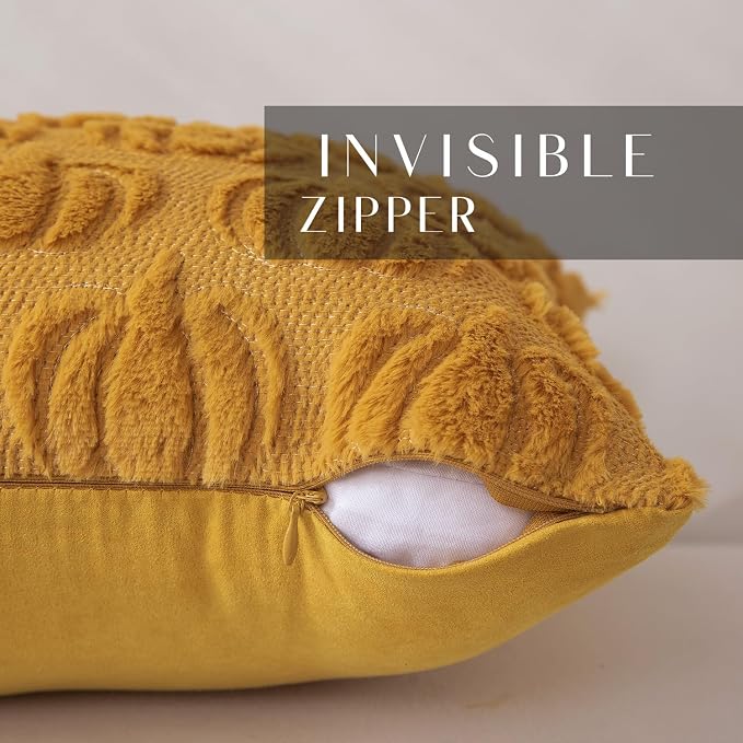 DFXSZ Fall Pillow Covers 16x16 2Pcs Yellow Pumpkin Fall Decoration for Home | Fall decor Set of 2 Throw Pillow Cases Soft Plush Faux Fur Wool Couch Cushion for Chair Sofa Bedroom Living Room Home Decor