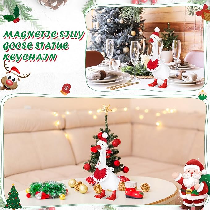 Geyoga 3 Pcs Mini Desk Goose Outfits 7 Inch Mini Knitting Hat and Bandana Knitting Desk Goose Headwear Bibs Accessory for Magnetic Statue Table Decor Gifts (Halloween Style)