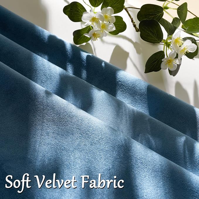 GIGIZAZA Stone Blue Velvet Throw Pillow Covers 24x24 Pack of 2 | Decorative Pillows for Couch Sofa,280gsm Soft Textured Fabric,Modern Square Pillowcases,Luxury Cushion Covers