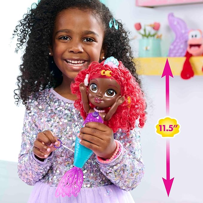 Just Play Disney Junior Bubbles Fun Ariel Doll and Accessories Amazon Exclusive, 8-Pieces, Kids Toys for Ages 3 Up