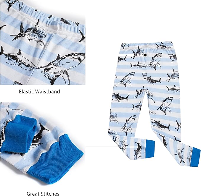 KikizYe Little Big Boys Girls Pajamas Set Kids PJs 100% Cotton Sleepwear
