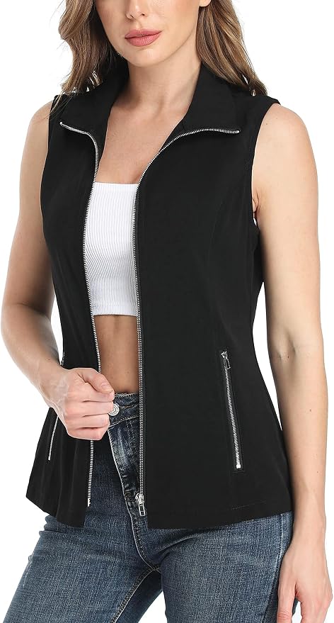 MISS MOLY Women's Lightweight Vest Casual Zip Up Utility Vest Hiking Golf Sleeveless Jackets with Pockets