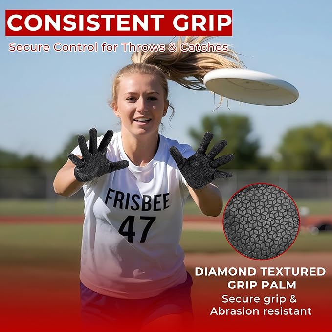 HANDLANDY Ultimate Frisbee Gloves – Flying Disc Gloves for Adults and Youth with Consistent Grip, Lightweight Breathable Fit, Perfect for Throws, Catches, and Disc Sports