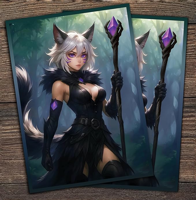 Anime Cat Warlock Card Sleeves 102 Pack – Compatible with MTG & TCGs – Perfect for Y'shtola, Night’s Blessed & Final Fantasy Commander Decks – Premium Card Game Sleeves for Magic