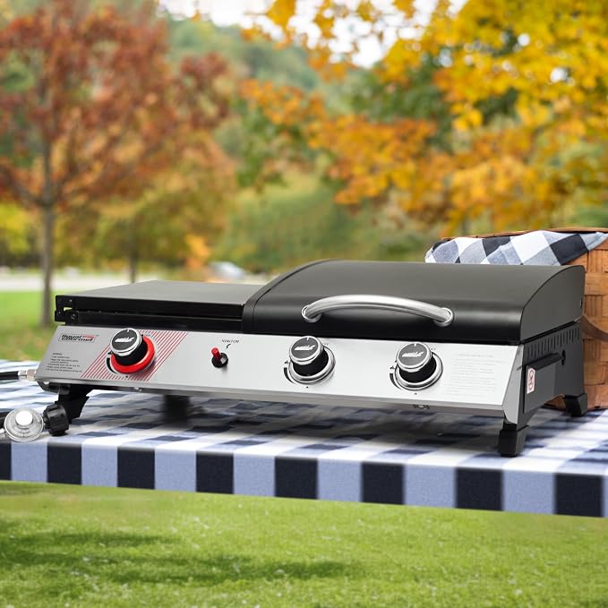 Royal Gourmet PD1305H 3 Burner Propane Gas Grill and Griddle Combo with Lid, 3-in-1 Grill Griddle Combo with 29,000 BTUs Output for Outdoor Cooking, 364 Sq. In. Cooking Area, Silver & Black | 3-in-1 Grill Griddle Combo | 29,000 BTUs Output, 364 Sq. In....