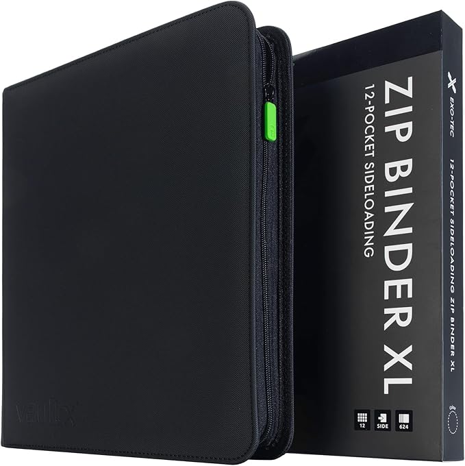Vault X 12 XL Pocket Zip Binder, 624 Cards, Exo-Tec Material, 26 Side-Loading Pages (Black)