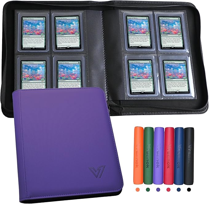 Toploader Binder 4 Pocket,Holds 128 Top Loaders,Top Loader Binder 4 Pocket for 3" x 4"Rigid Cards,Double Sided Card Binder Abulm in 3"x4"Toploaders for Trading Cards