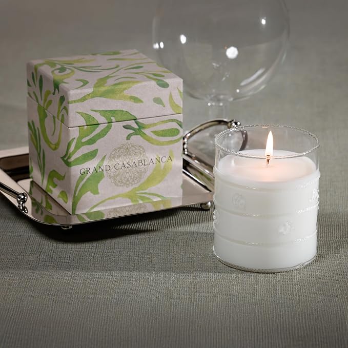 Zodax Grand Casablanca Glass Jar Scented Candle for Home Decor - Single-Wick Candle Ideal for Kitchen and Bathroom - Makes a Great Gift for Women and Men - Water Lotus - 12 Oz.