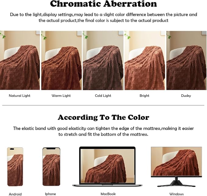 NEWCOSPLAY 3D Checkered Flannel Throw Blanket, Coffee Checkered, 50"x70" | Super Soft Cute Lightweight Decorative Premium Silky Fleece Blanket for Couch Sofa Bed, Gift for Women Men, All Season Use