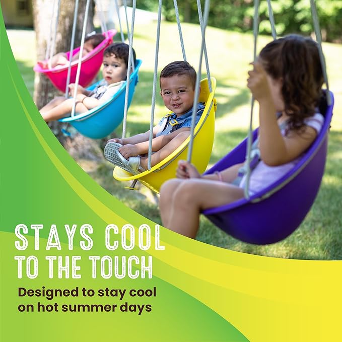 Swurfer Coconut Toddler Swing – Comfy Baby Swing Outdoor, 3- Point Adjustable Safety Harness, Secure, Safe Quick Click Locking System, Blister-Free Rope, Easy Installation, Ages 6-36 Months