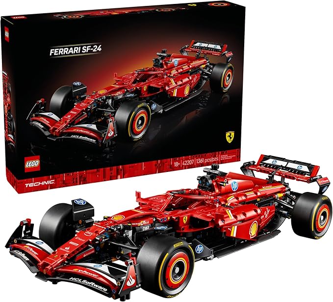 LEGO Technic Ferrari SF-24 F1 Model Car Kit - Building Set for Adults, Ages 18+ with Realistic Features - Gift for Birthdays - Ferrari F1 DIY Craft for Display - 42207