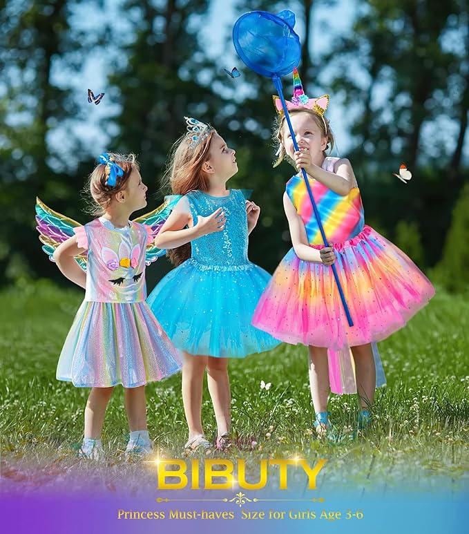Kids Princess Dress Up Clothes for Toddler Girls, Pretend Play & Dress Up Kids Princess Costume Set with Princess Dresses Crown for Little Girls, Princess Toys Gifts for 3-6 Toddler Girls
