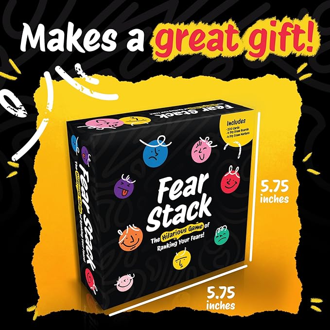 Fear Stack – What Freaks Out Your Family? A Fun Family Party Card Game | Great for Conversation Starters & Family Game Night | Includes 184 Cards, 4 Whiteboards, and 4 Markers