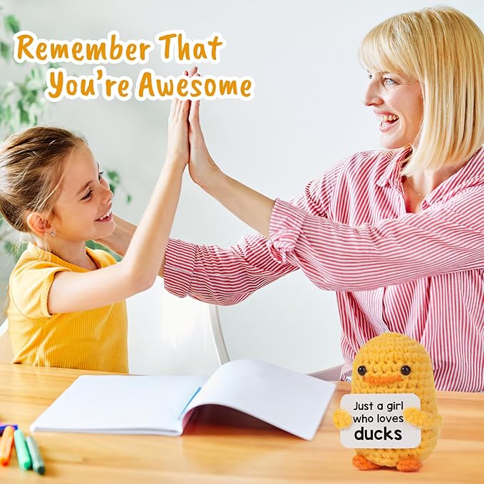 MBL Positive Duck for Girl Gifts - Funny Emotional Uplifting Support Inspirational Knitted Ducks Animal Stuff for Women Duck Lovers Birthday Christmas Stocking Stuffers Xmas Holiday Potato Pickle